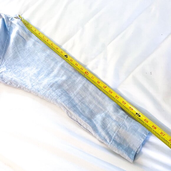 Club Room Luxury 100% Linen Long Sleeve Shirt banded grandad collar Large - Picture 8 of 11